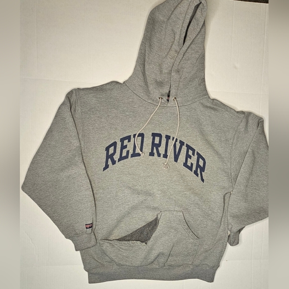 [JANSPORT] Gray Red River Hoodie Navy Blue Font《M》Vintage 2003 - Picture 3 of 11